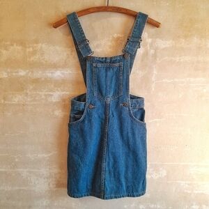 486a. blue vintage Riders cotton denim jean 90s 2000s overall pinafore dress, 10